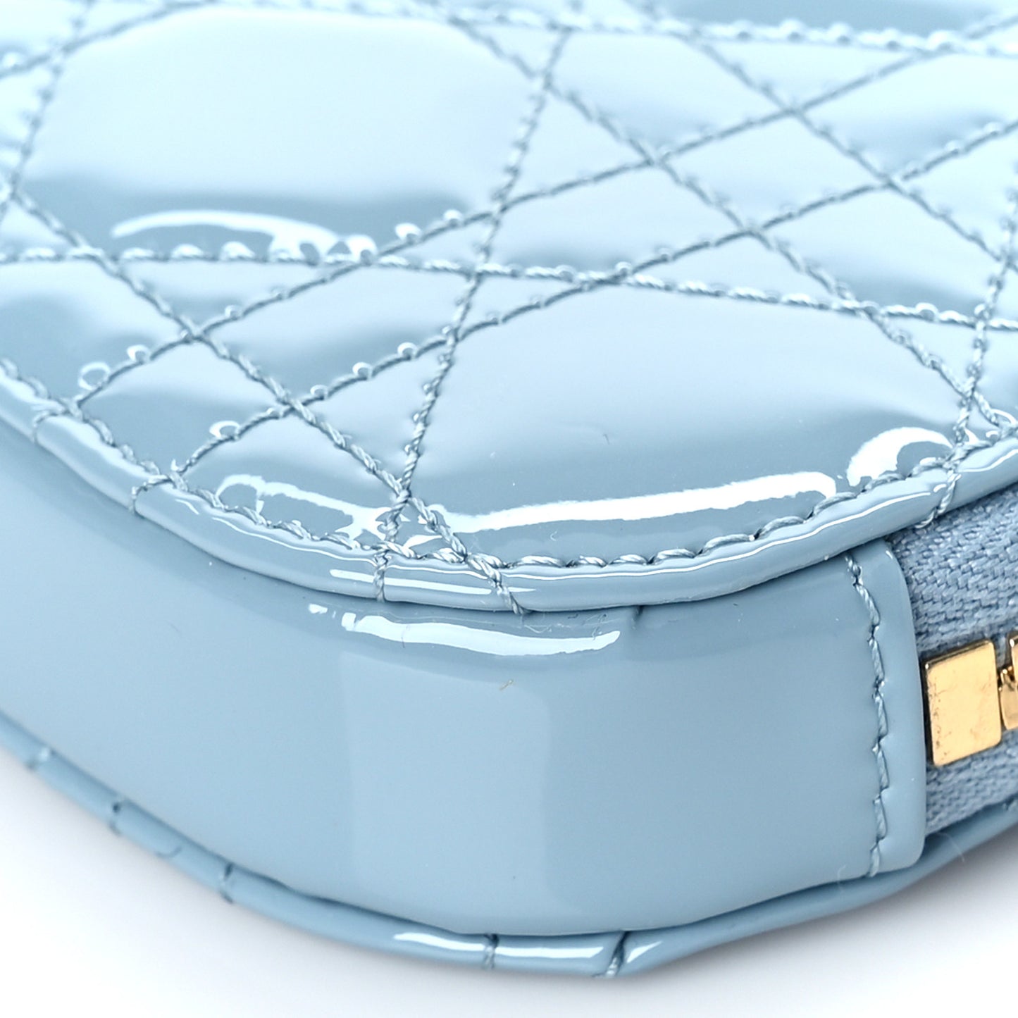 Patent Cannage Lady Dior Phone Holder Cloud Blue