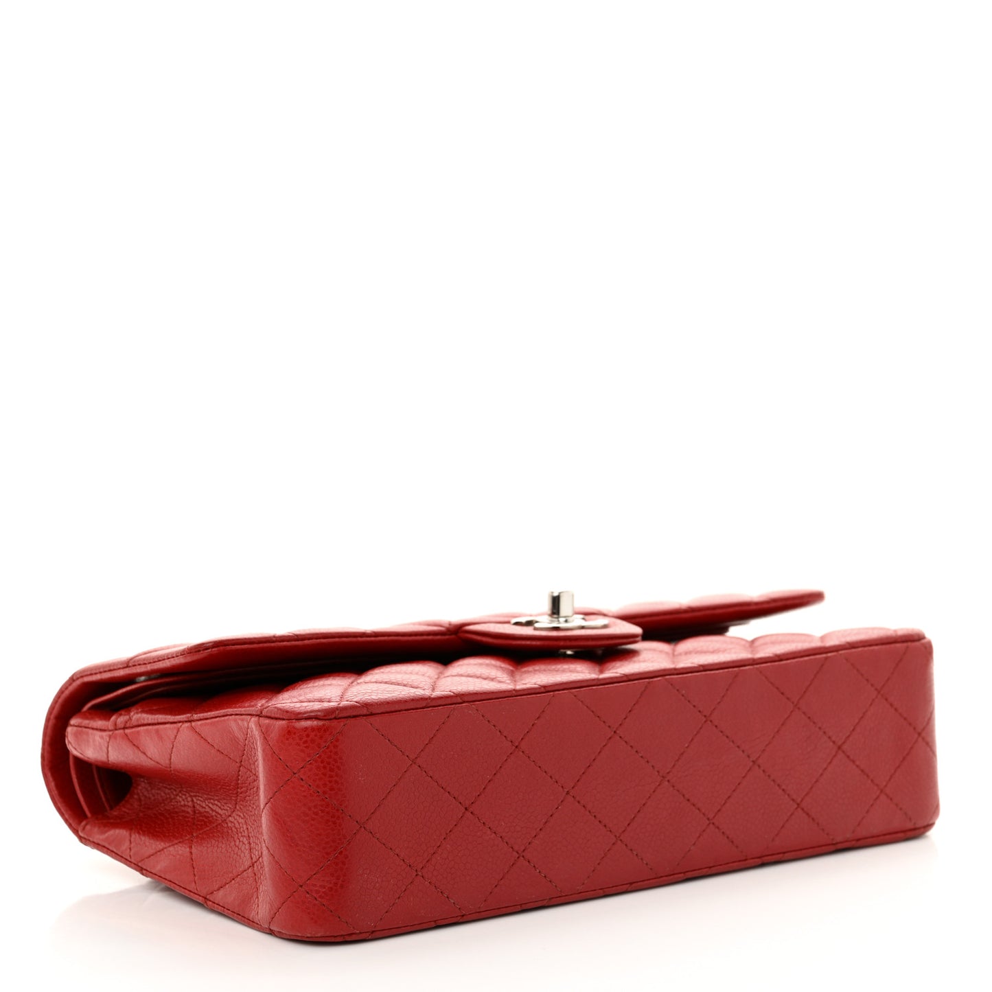 Caviar Quilted Medium Double Flap Dark Red