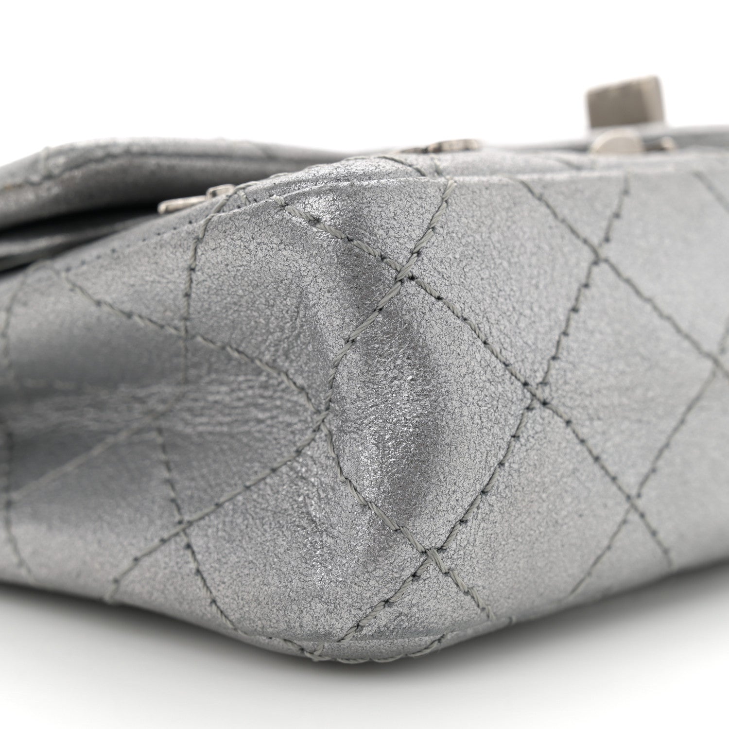 Chanel Metallic Calfskin Quilted Lucky Charms 2.55 Reissue 224 Flap Dark Silver 9 of 11