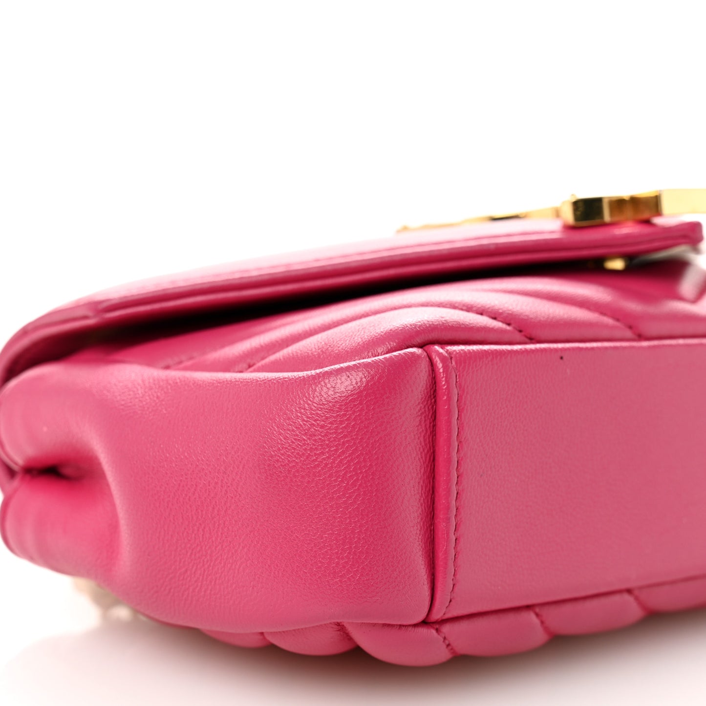 Calfskin Matelasse Chevron Classic Monogram Baby Chain Bag Fuchsia