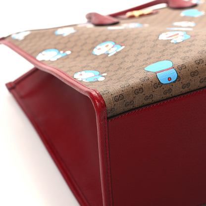 Gucci X DORAEMON Mini Vintage GG Supreme Monogram Large Tote Bag Beige Cherry Red 9 of 14