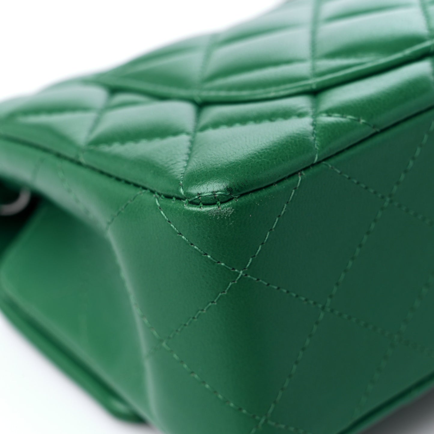 Lambskin Quilted Mini Rectangular Flap Green