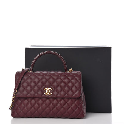 Chanel Caviar Lizard Quilted Medium Coco Handle Flap Burgundy 10 of 10