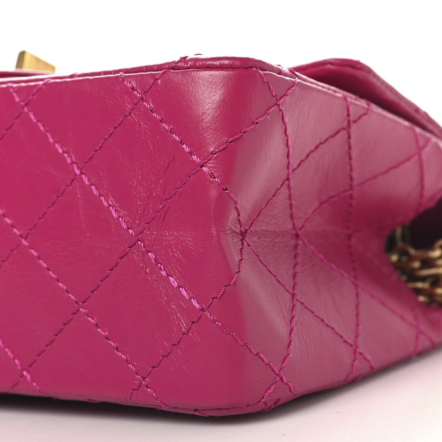 Aged Calfskin Quilted 2.55 Reissue Mini Flap Fuchsia