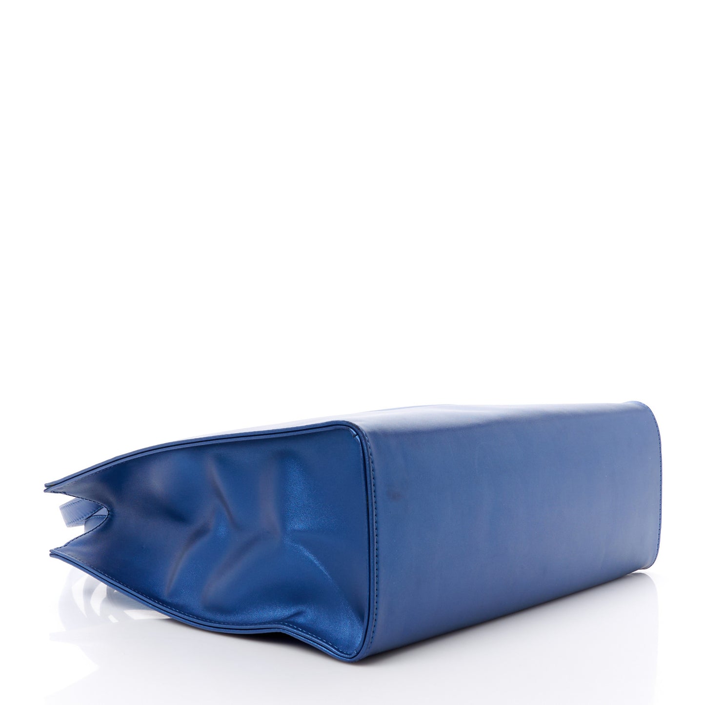 Metallic Vegan Leather Medium Shopping Bag Cobalt