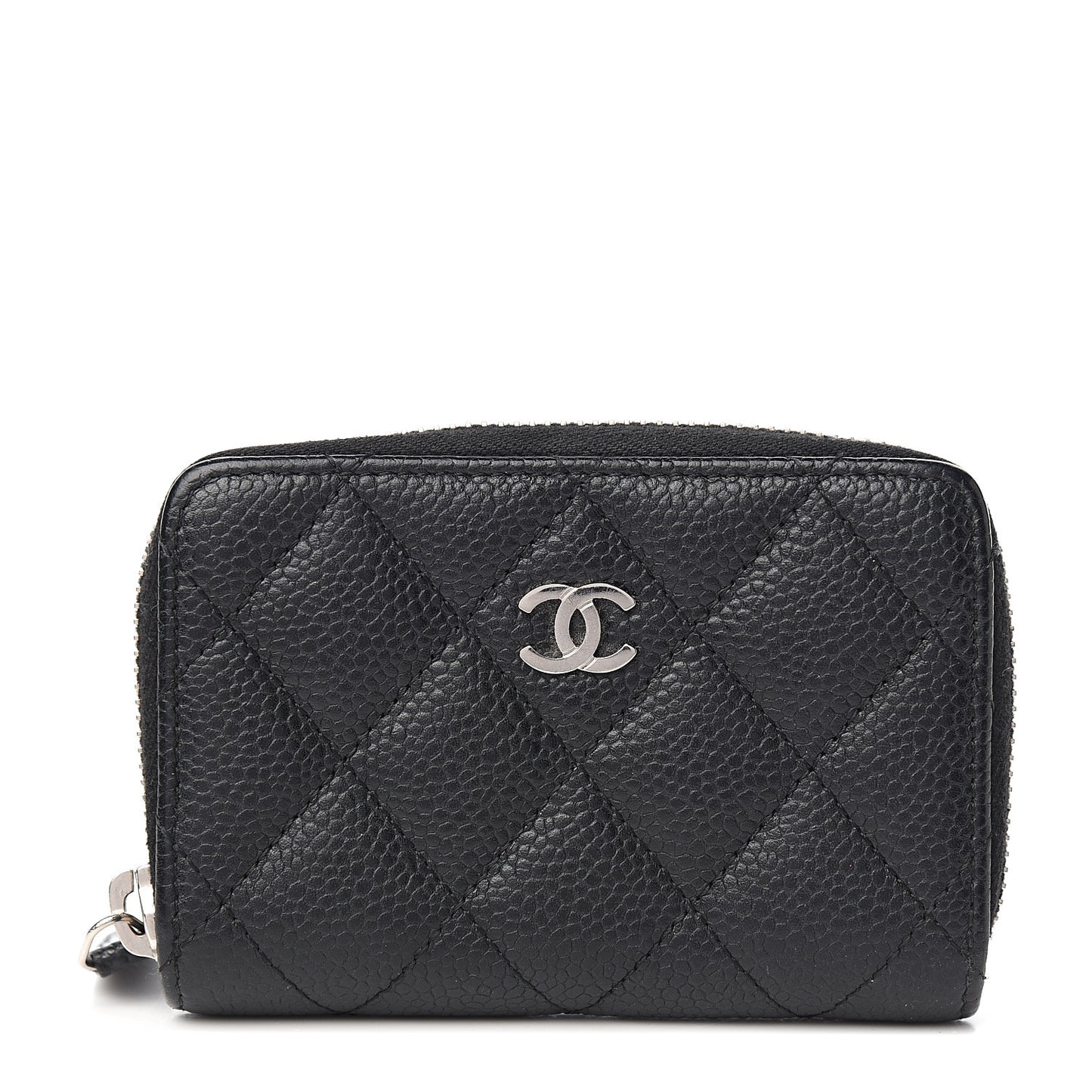 Caviar Quilted Zip Coin Purse Black