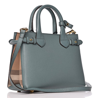 Burberry Grainy Calfskin House Check Small Banner Tote Smokey Green 4 of 10
