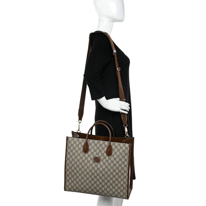 Gucci GG Supreme Monogram Azalea Calfskin Medium Retro Interlocking G Tote Bag Beige Ebony Brown Sugar 2 of 10