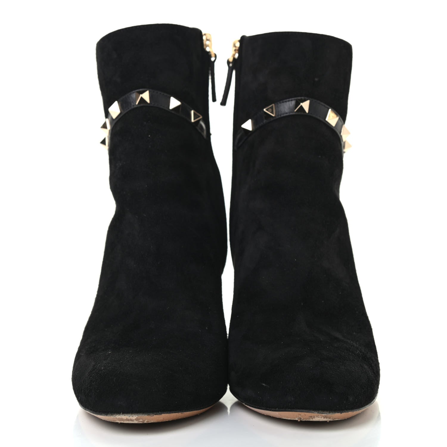 Valentino Garavani Suede Rockstud Buckle 90mm Block Heel Ankle Boots 39 Black 2 of 10