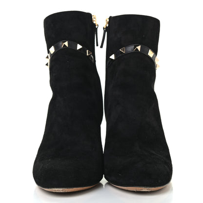 Valentino Garavani Suede Rockstud Buckle 90mm Block Heel Ankle Boots 39 Black 2 of 10