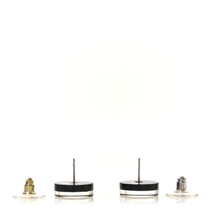Chanel Resin Crystal CC Round Earrings  Black 3 of 4
