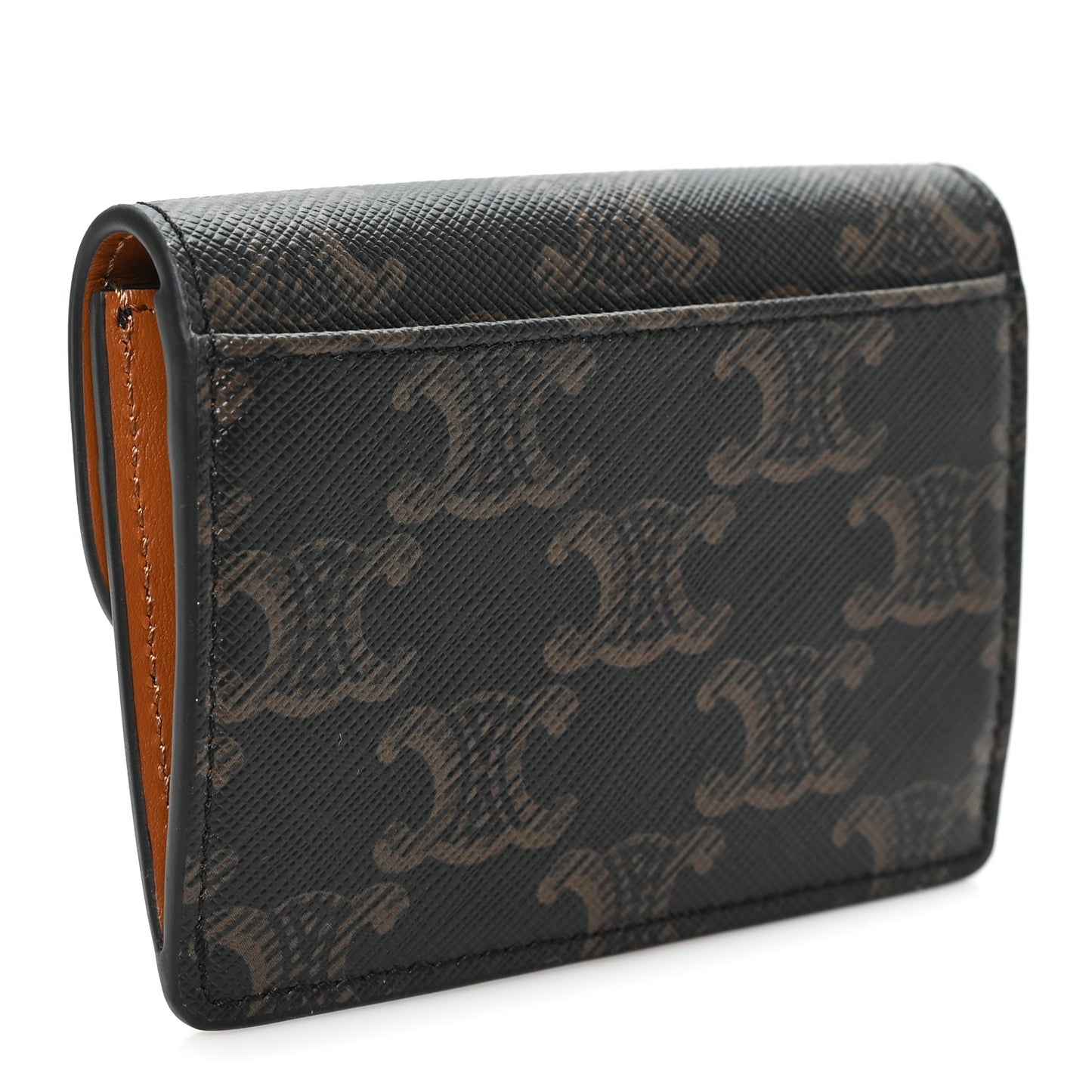 Triomphe Canvas Calfskin Flap Card Holder Tan