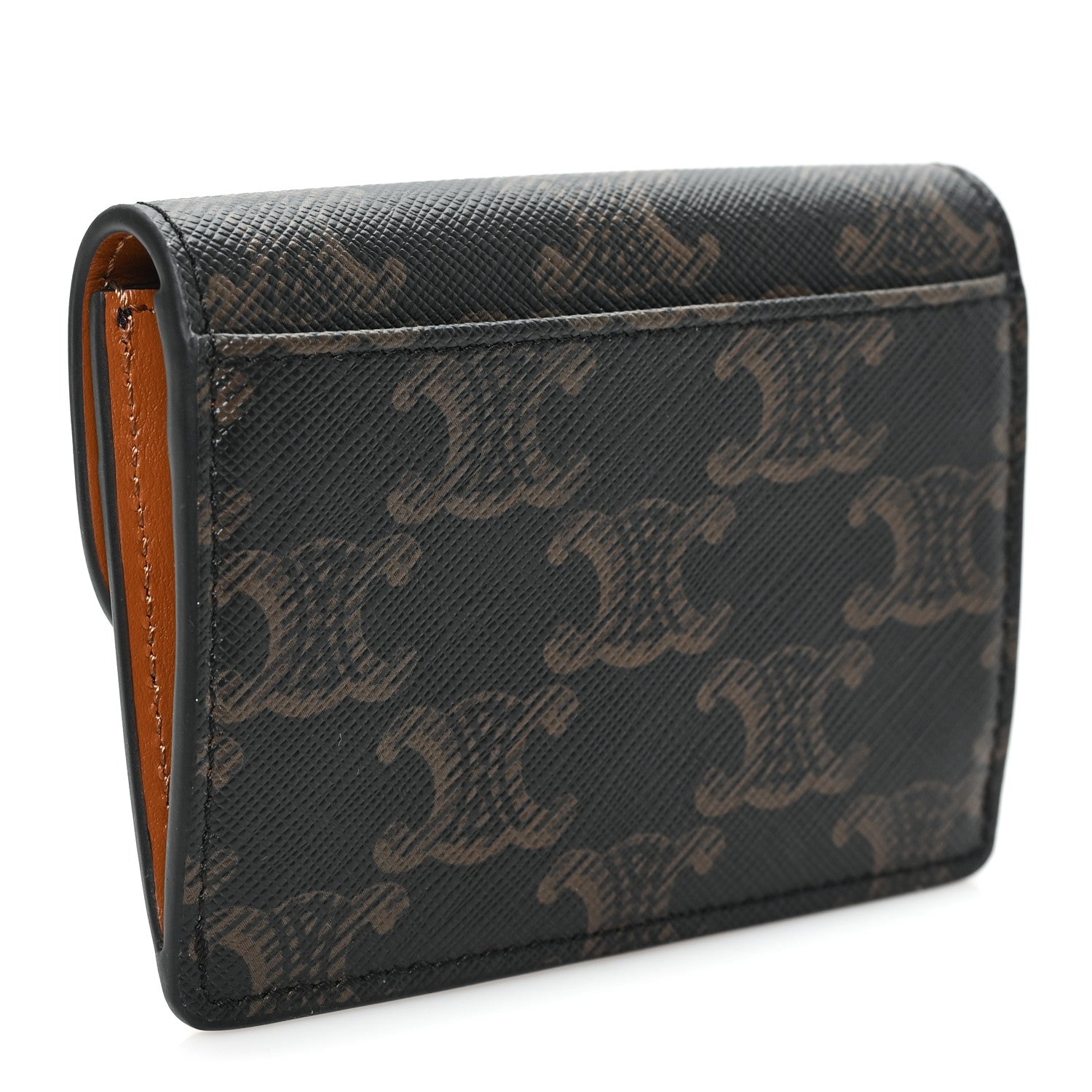 Celine Triomphe Canvas Calfskin Flap Card Holder Tan 3 of 8