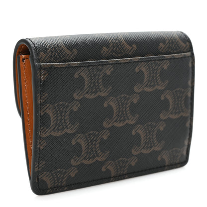 Celine Triomphe Canvas Calfskin Flap Card Holder Tan 3 of 8