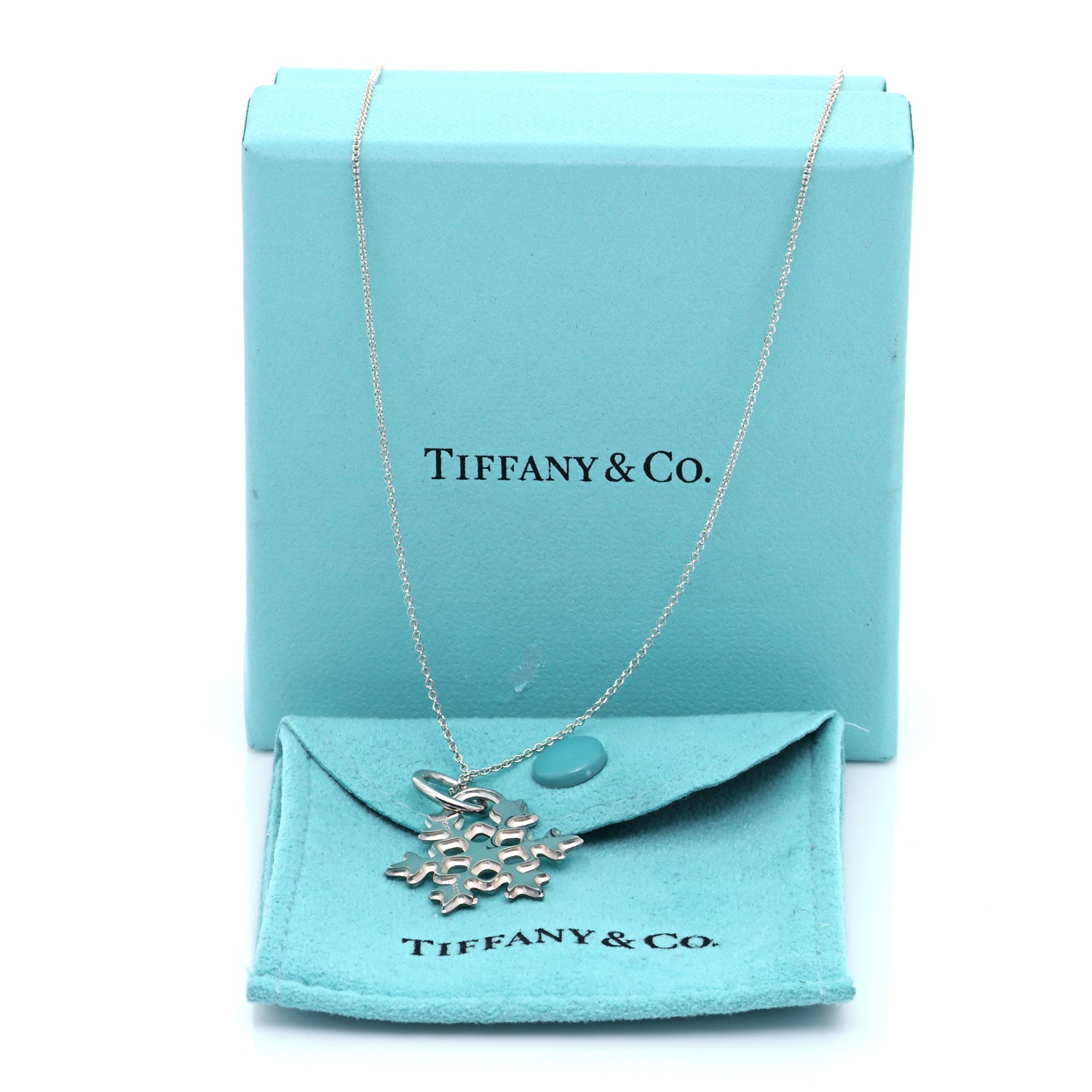 Tiffany Sterling Silver Snowflake Charm Pendant Necklace 7 of 7
