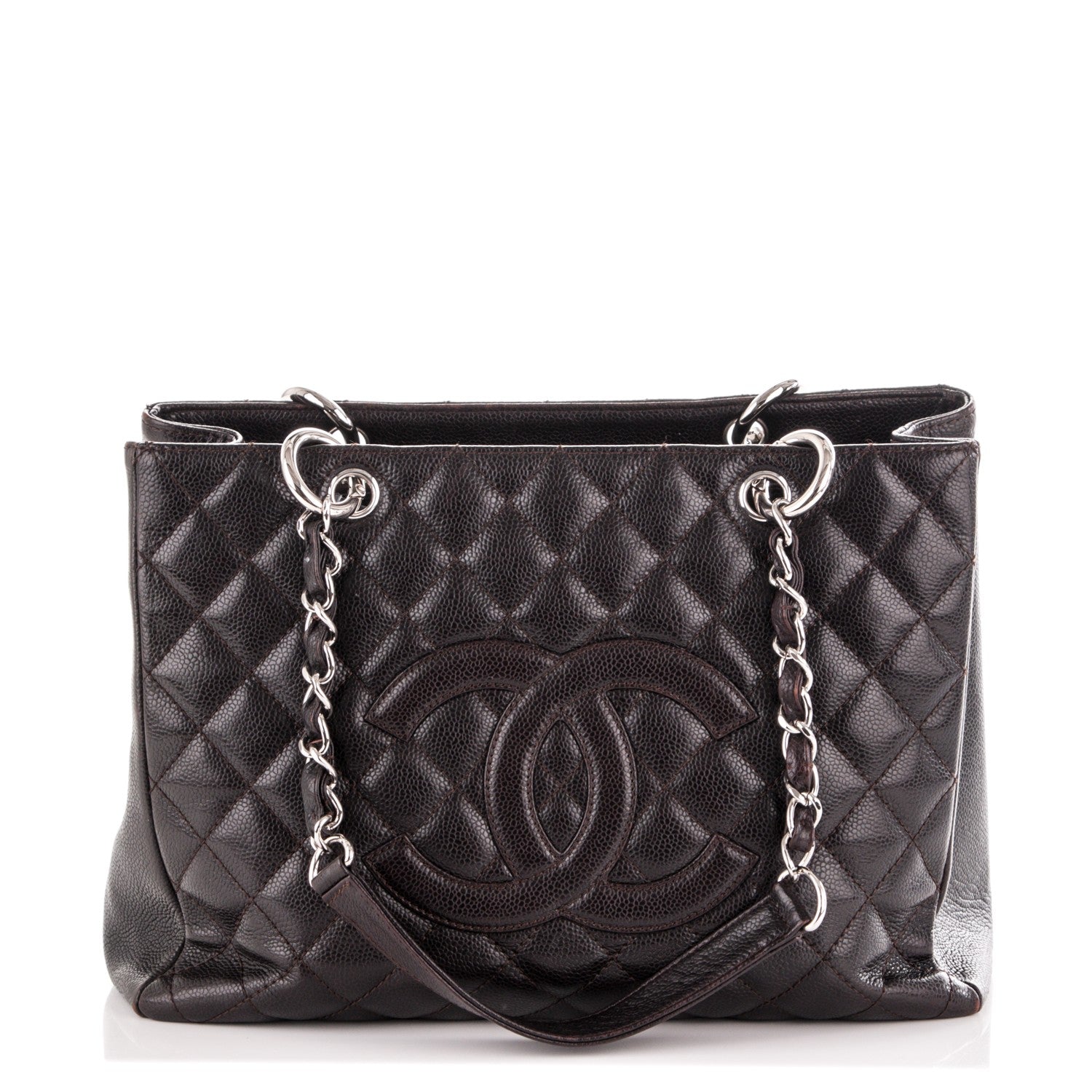 Chanel Caviar Quilted Grand Shopping Tote GST Dark Brown 1 of 7