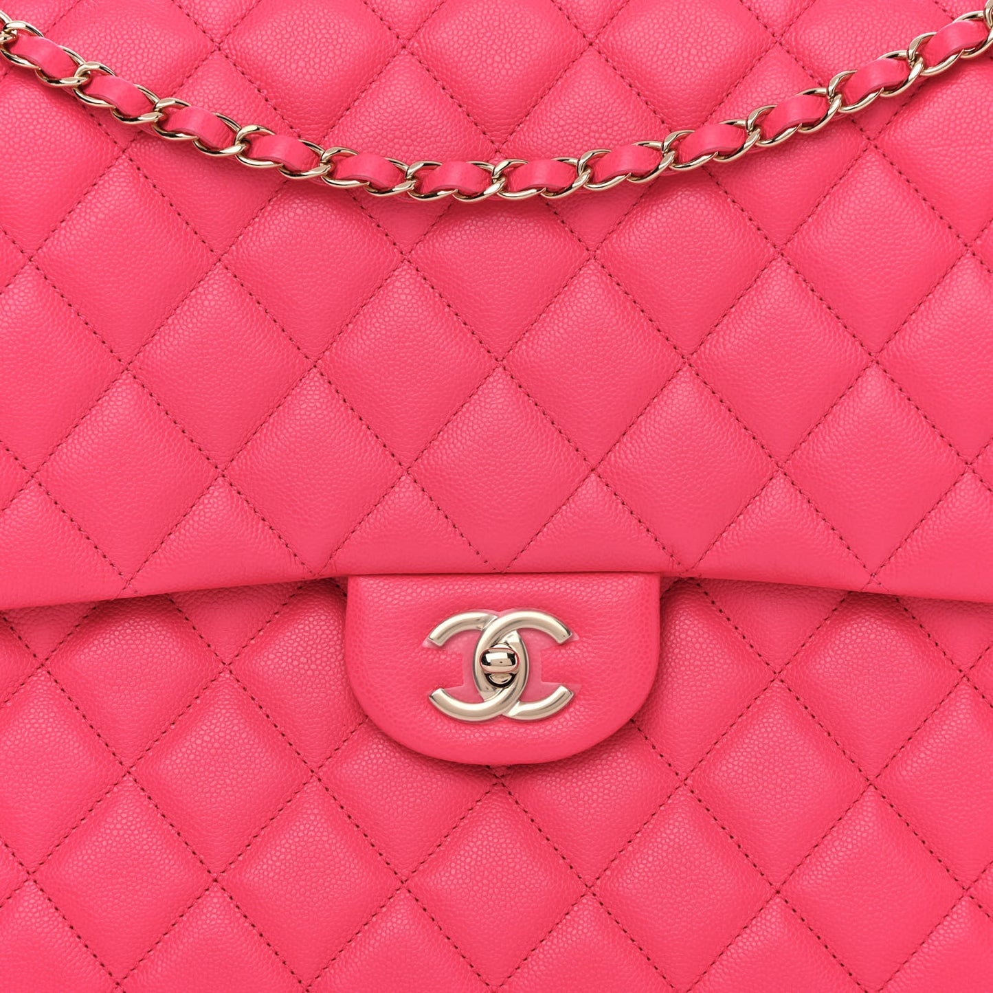 Caviar Quilted XXL Travel Flap Bag Dark Pink