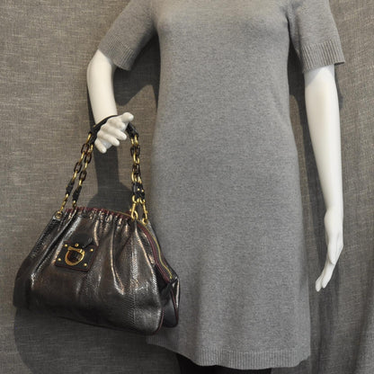 Marc Jacobs Python Capra Satchel Anthracite 2 of 12