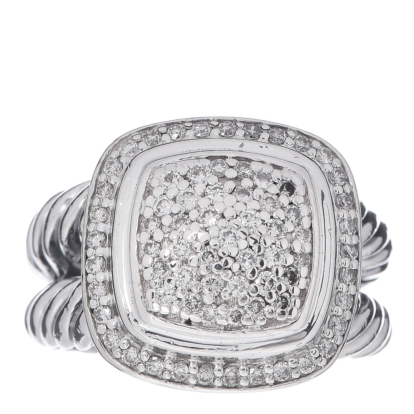 Sterling Silver Diamond 11mm Albion Pave Ring 50 5.5