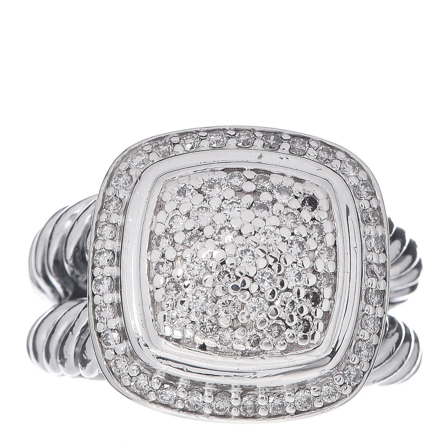 David Yurman Sterling Silver Diamond 11mm Albion Pave Ring 50 5.5 1 of 5