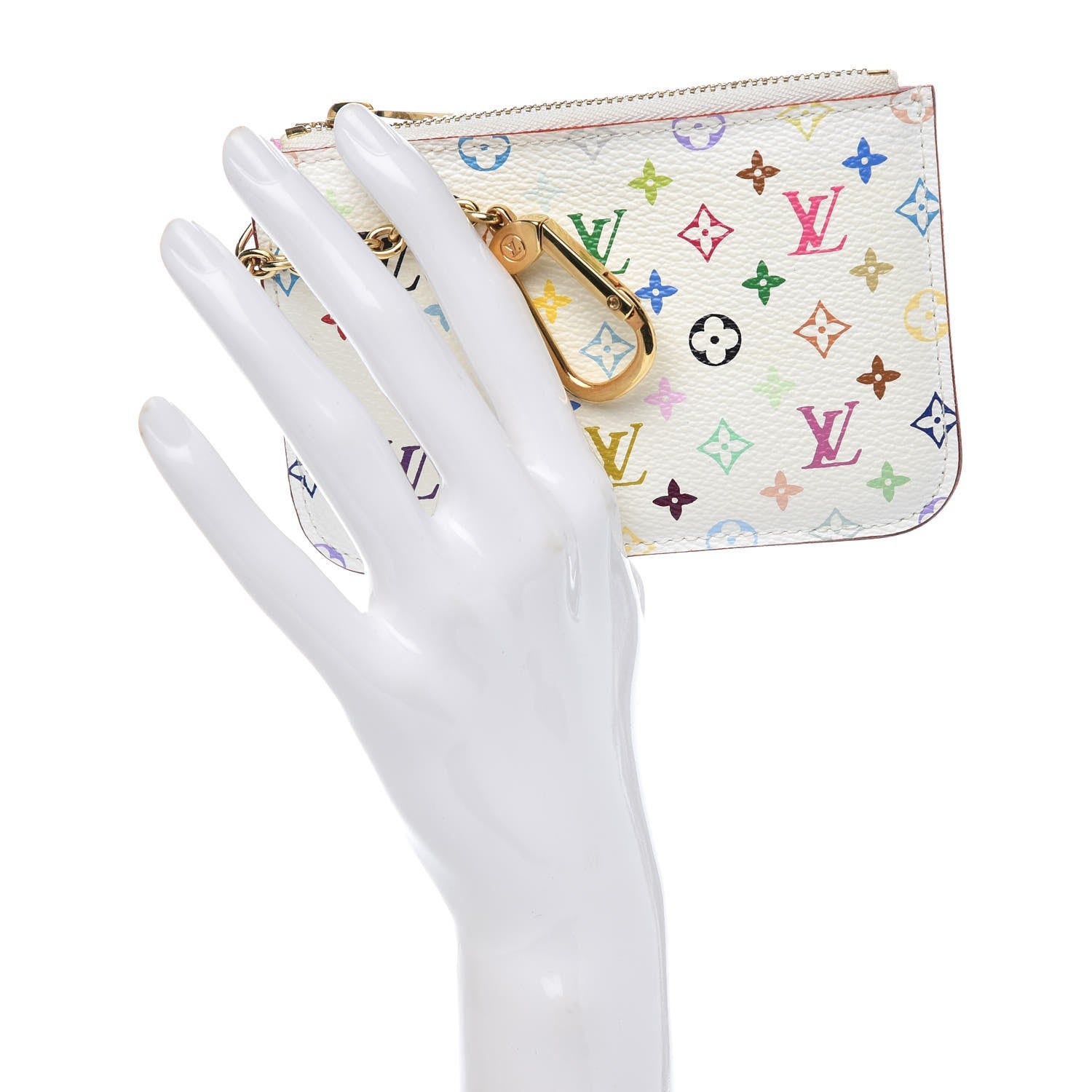 Louis Vuitton Monogram Multicolor Key Pouch White Litchi 2 of 7