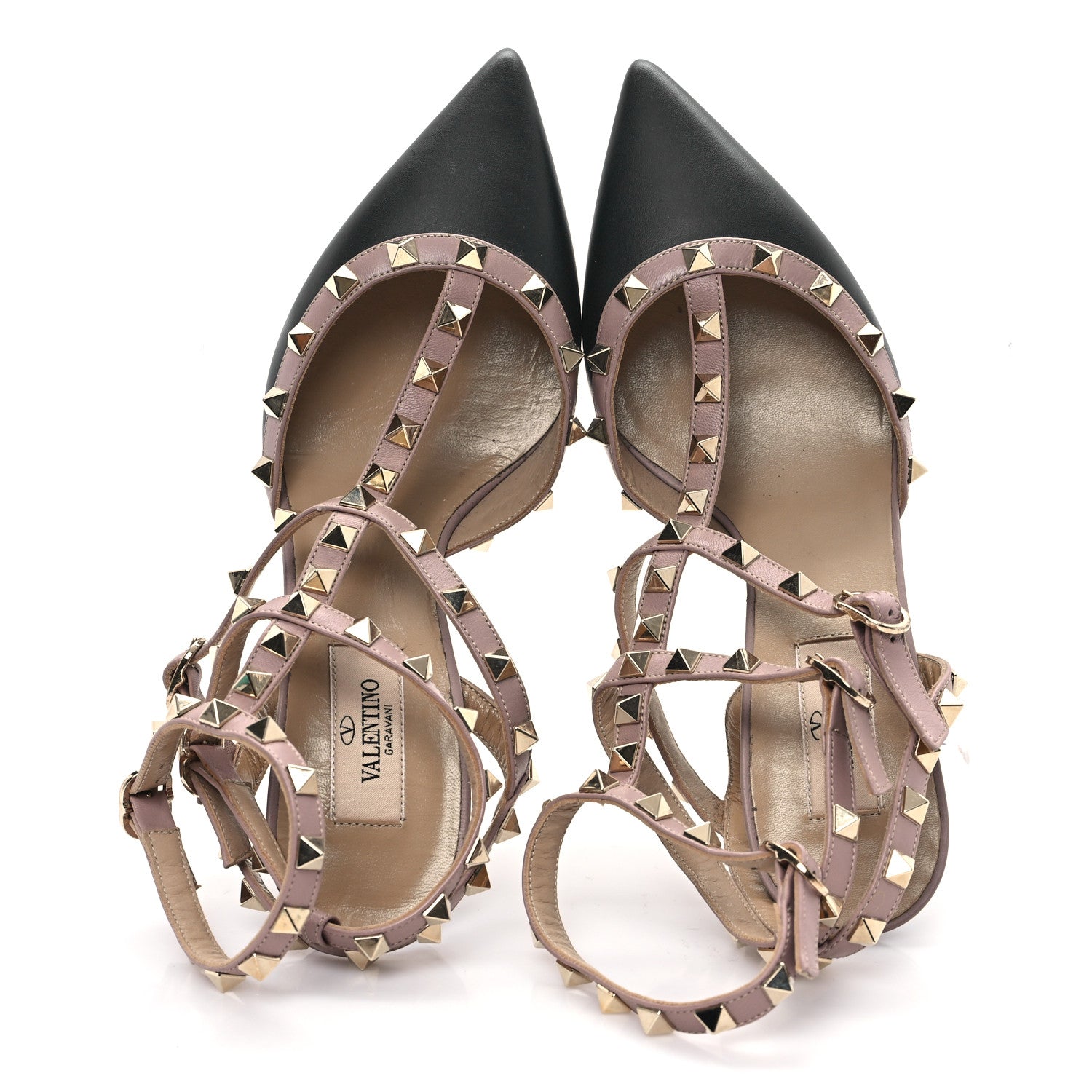 Valentino Garavani Calfskin Nappa Rockstud Ankle Strap 65mm Pumps 38 Black Poudre 2 of 9
