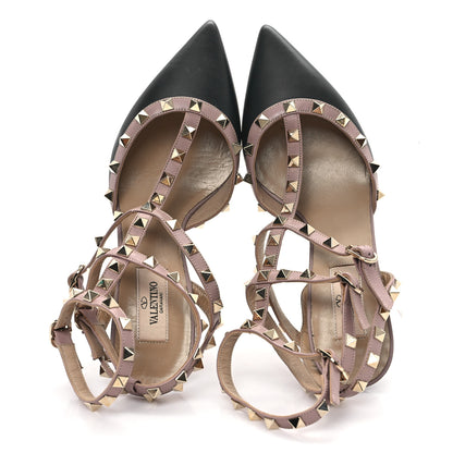 Valentino Garavani Calfskin Nappa Rockstud Ankle Strap 65mm Pumps 38 Black Poudre 2 of 9