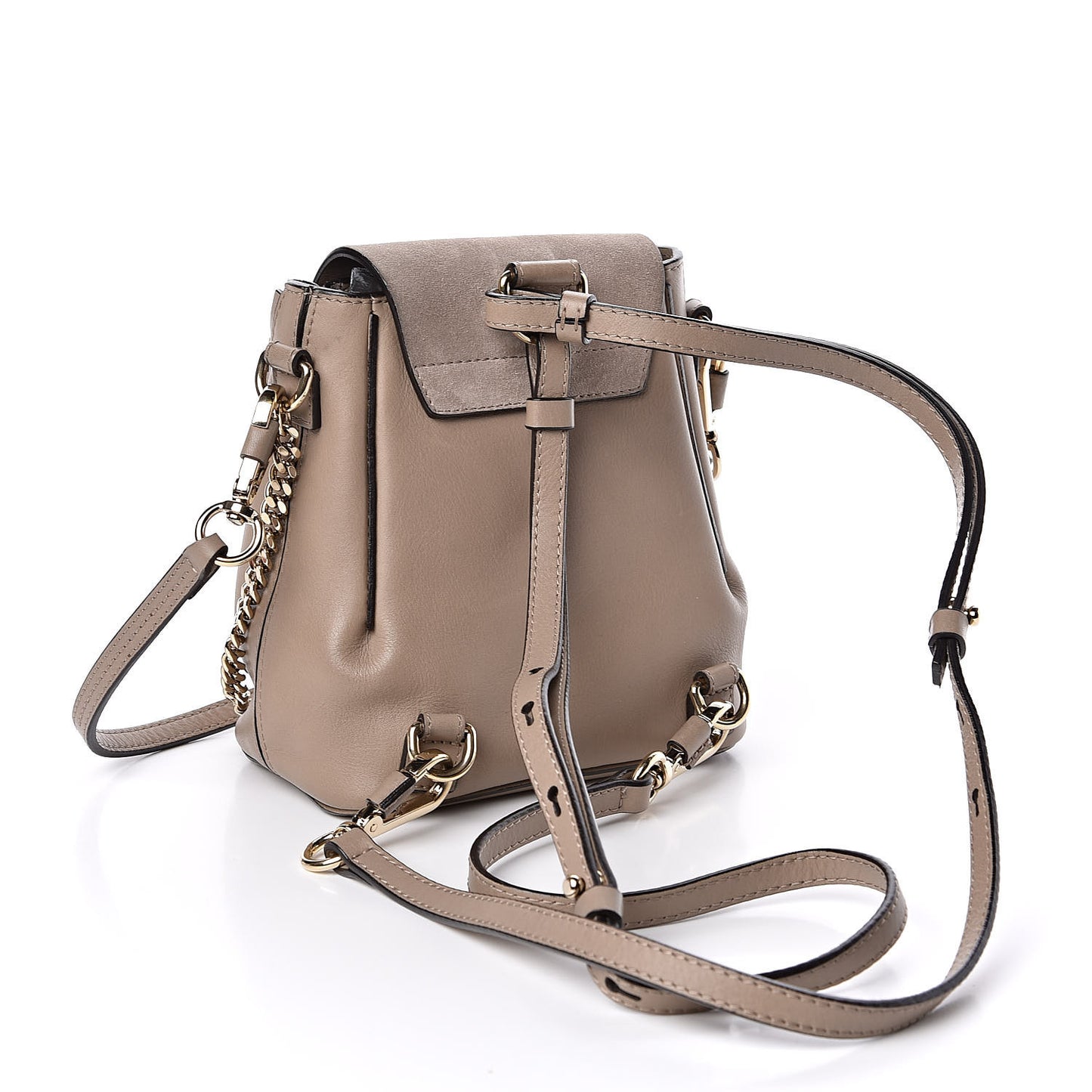 Suede Calfskin Mini Faye Backpack Motty Grey