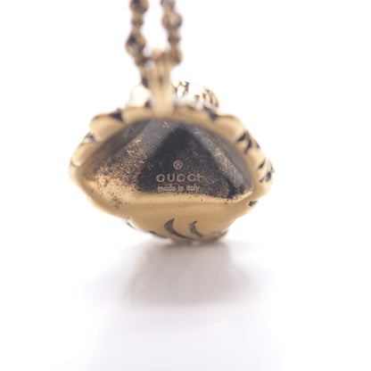 Gucci Metal Brass Swarovski Lion Head Necklace Gold Yellow 5 of 5