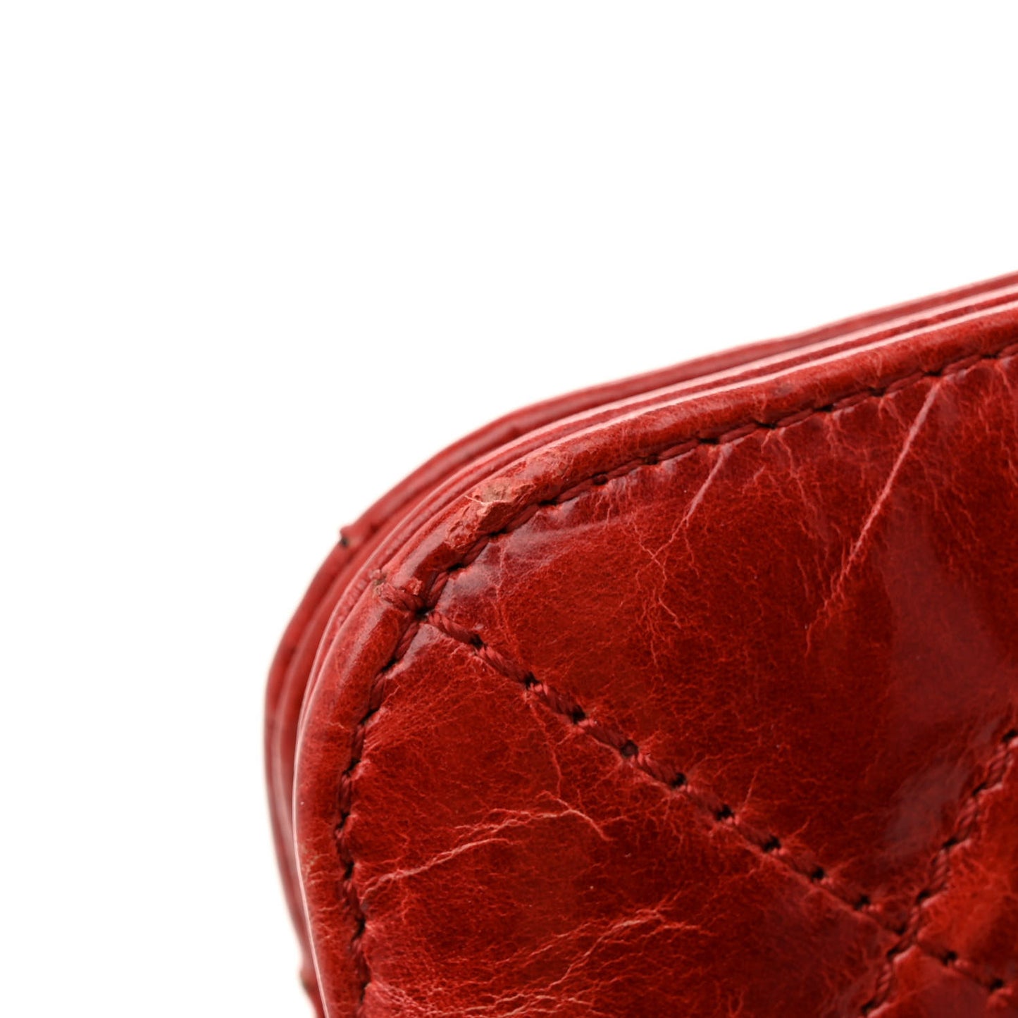 Glazed Crackled Calfskin Small Reissue Tote Red