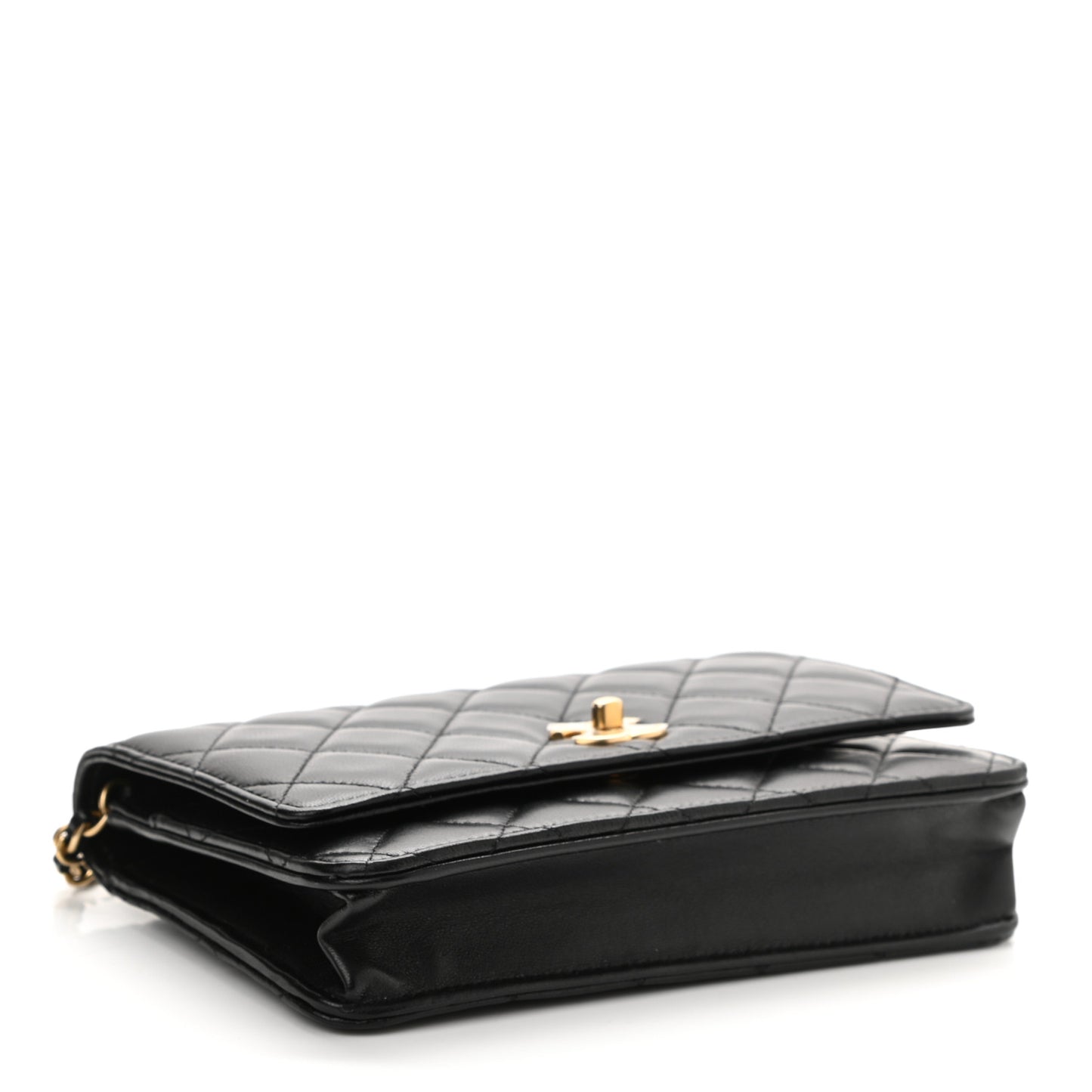 Lambskin Quilted CC Pearl Crush Wallet on Chain WOC Black