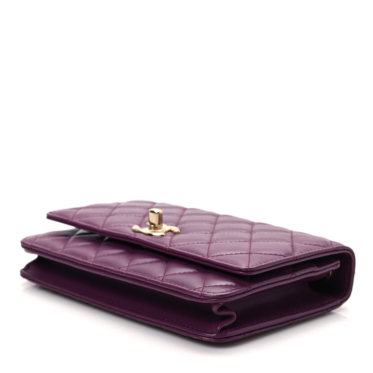 Chanel Lambskin Quilted Trendy CC Wallet On Chain WOC Purple 8 of 9
