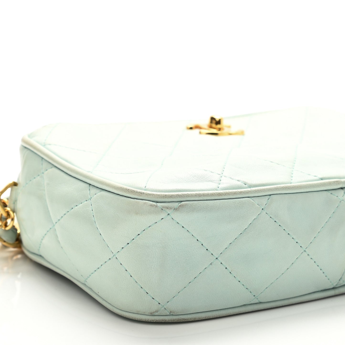 Lambskin Quilted CC Camera Case Light Blue