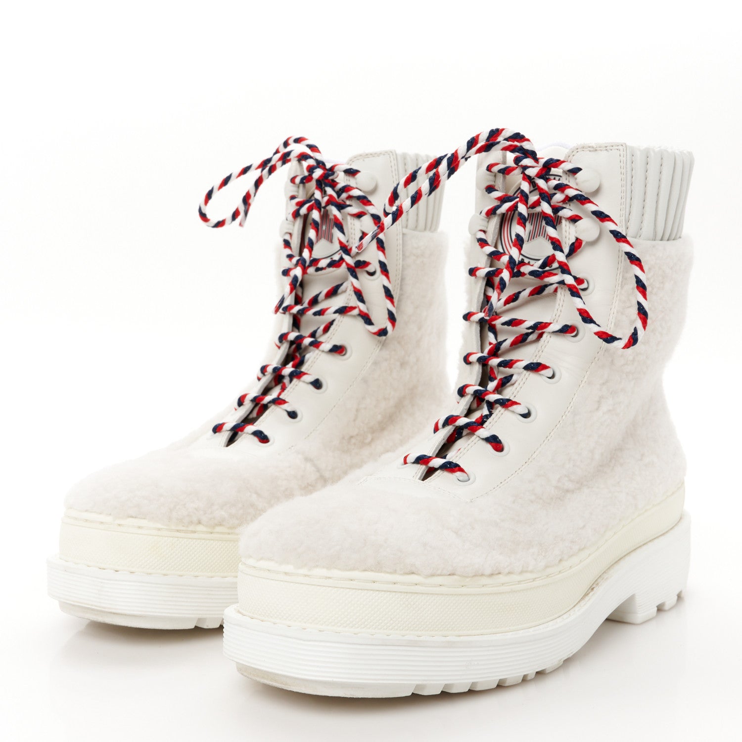 Christian Dior Calfskin Shearling Hike Ankle Boots 39 White 4 of 10