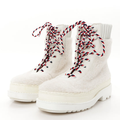 Christian Dior Calfskin Shearling Hike Ankle Boots 39 White 4 of 10