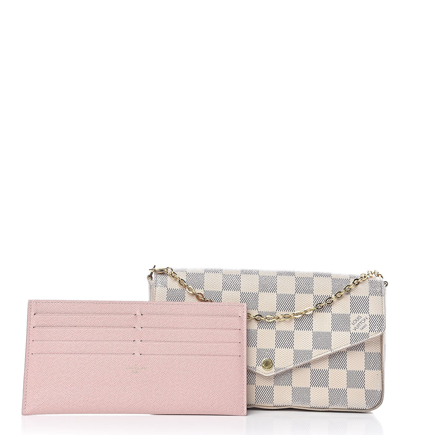 Louis Vuitton Damier Azur Pochette Felicie Chain Wallet Rose Ballerine 18 of 18