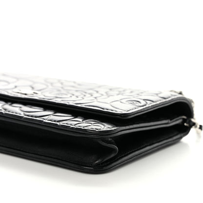 Chanel Lambskin Camellia Embossed Wallet on Chain WOC Black 11 of 13