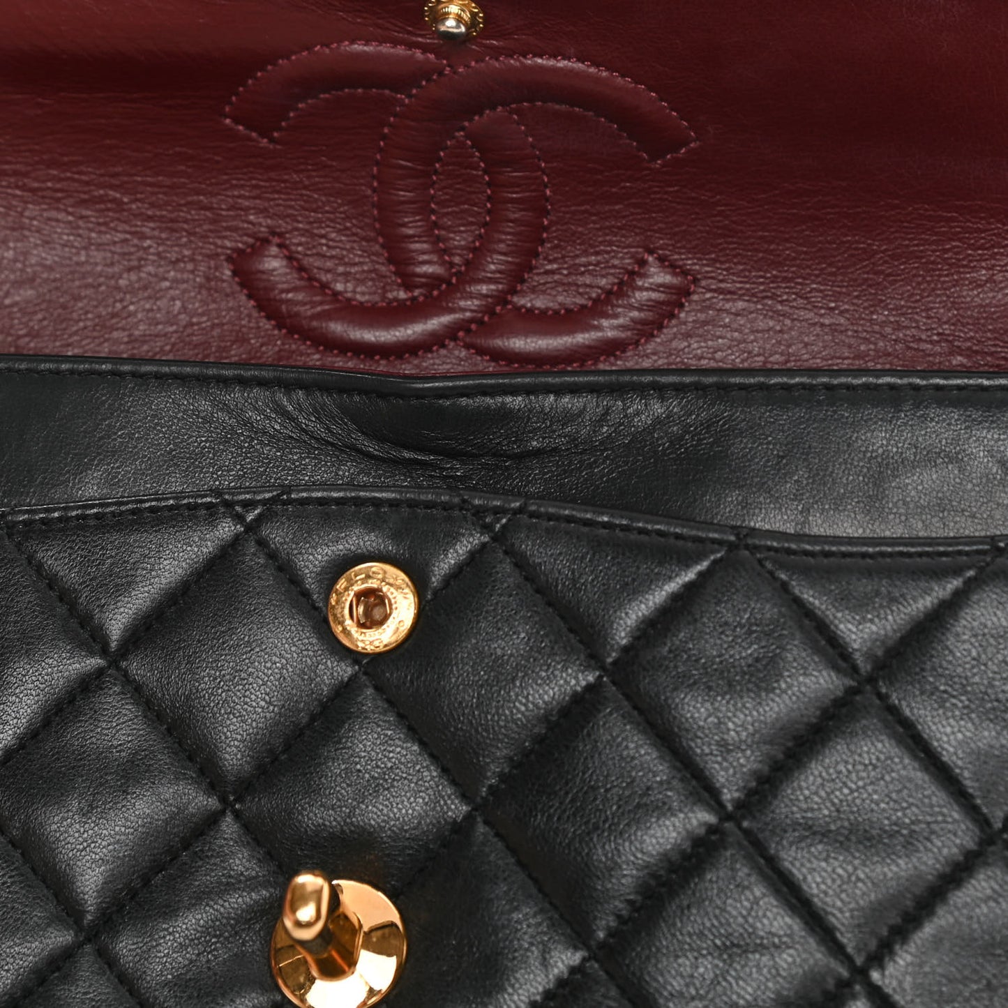 Lambskin Quilted Small Double Flap Black