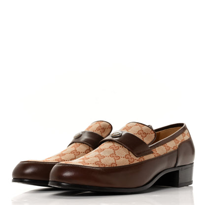 Gucci GG Monogram Goatskin Mens GG Loafers 10.5 Brown 3 of 9