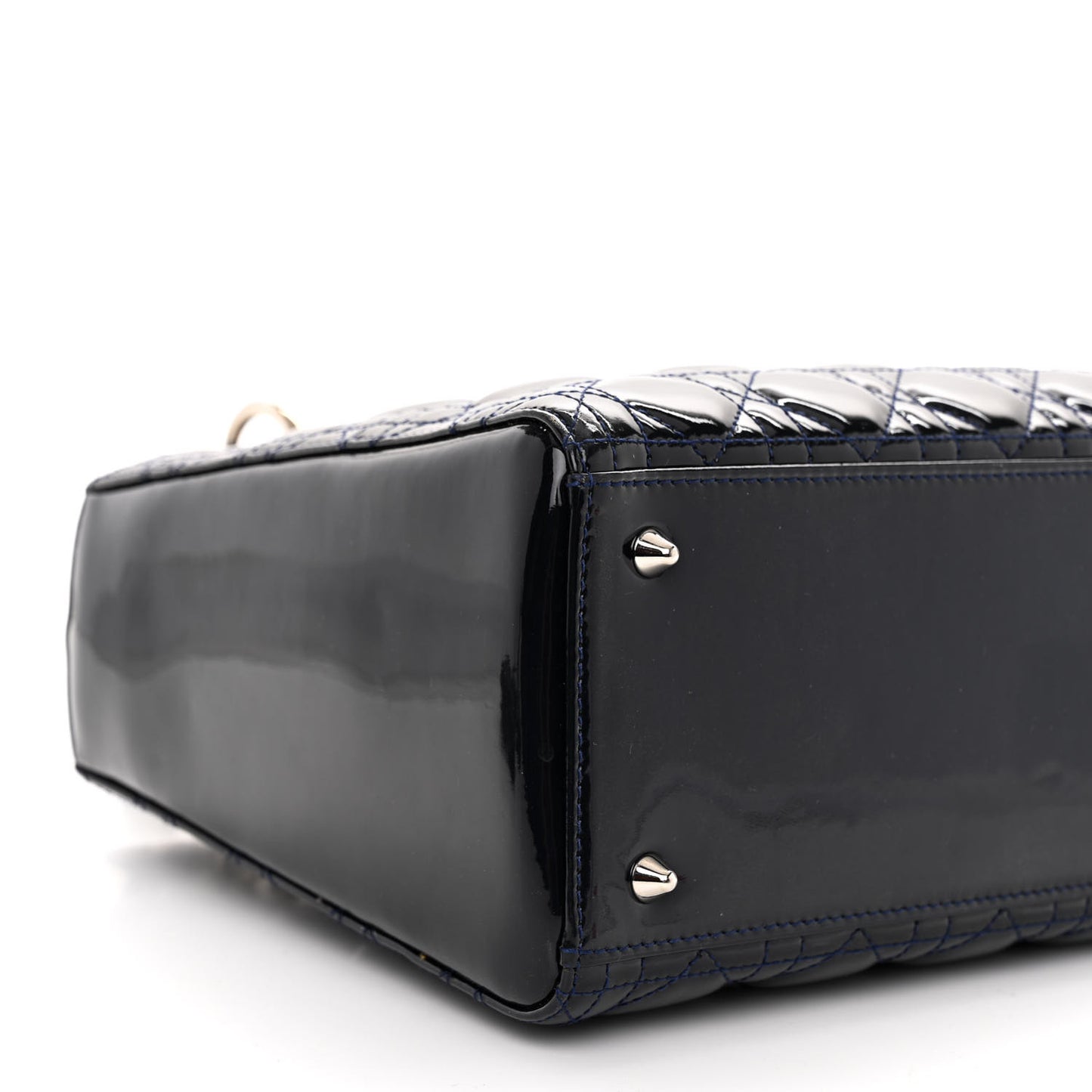 Patent Cannage Medium Lady Dior Navy Blue