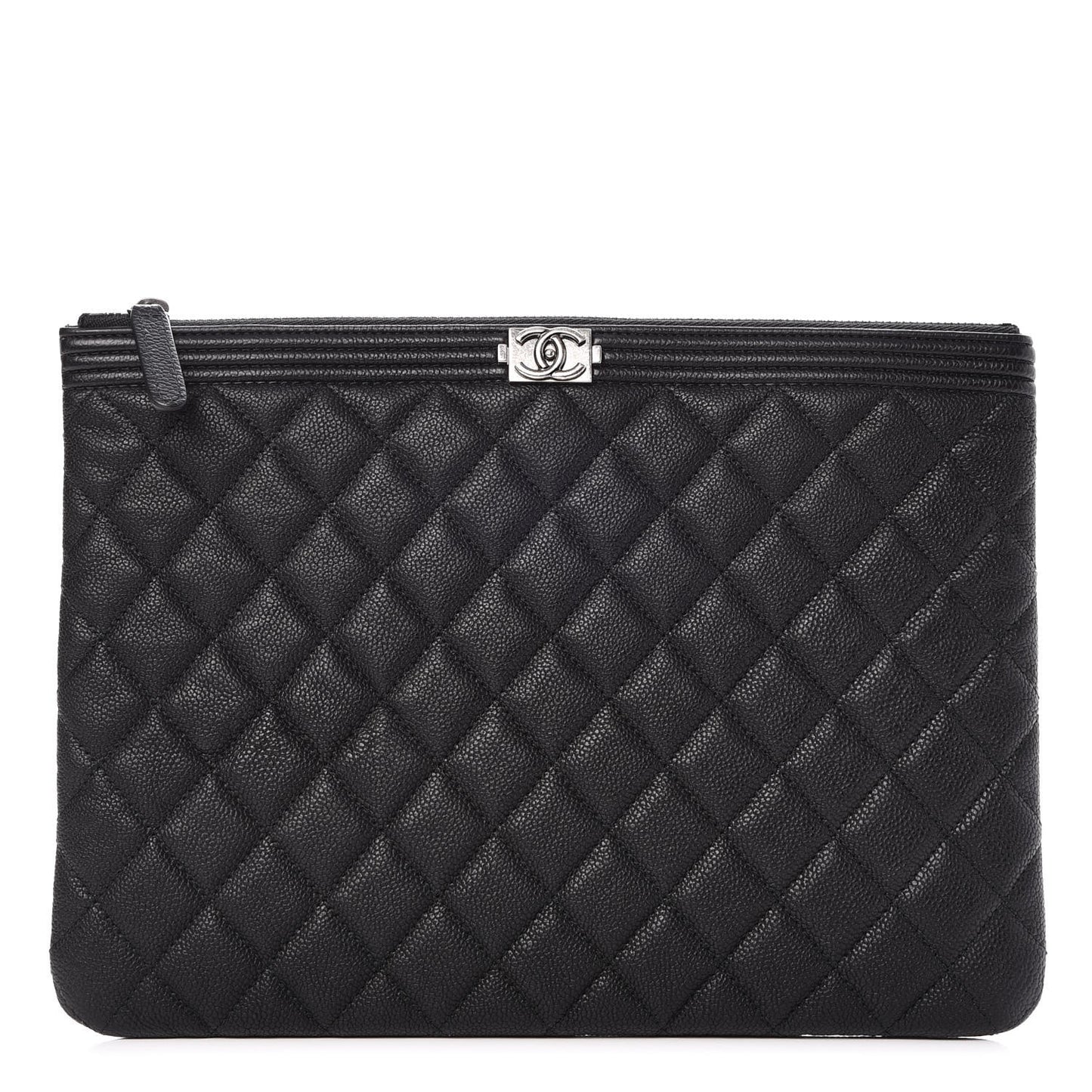 Caviar Quilted Medium Boy Cosmetic Case Black