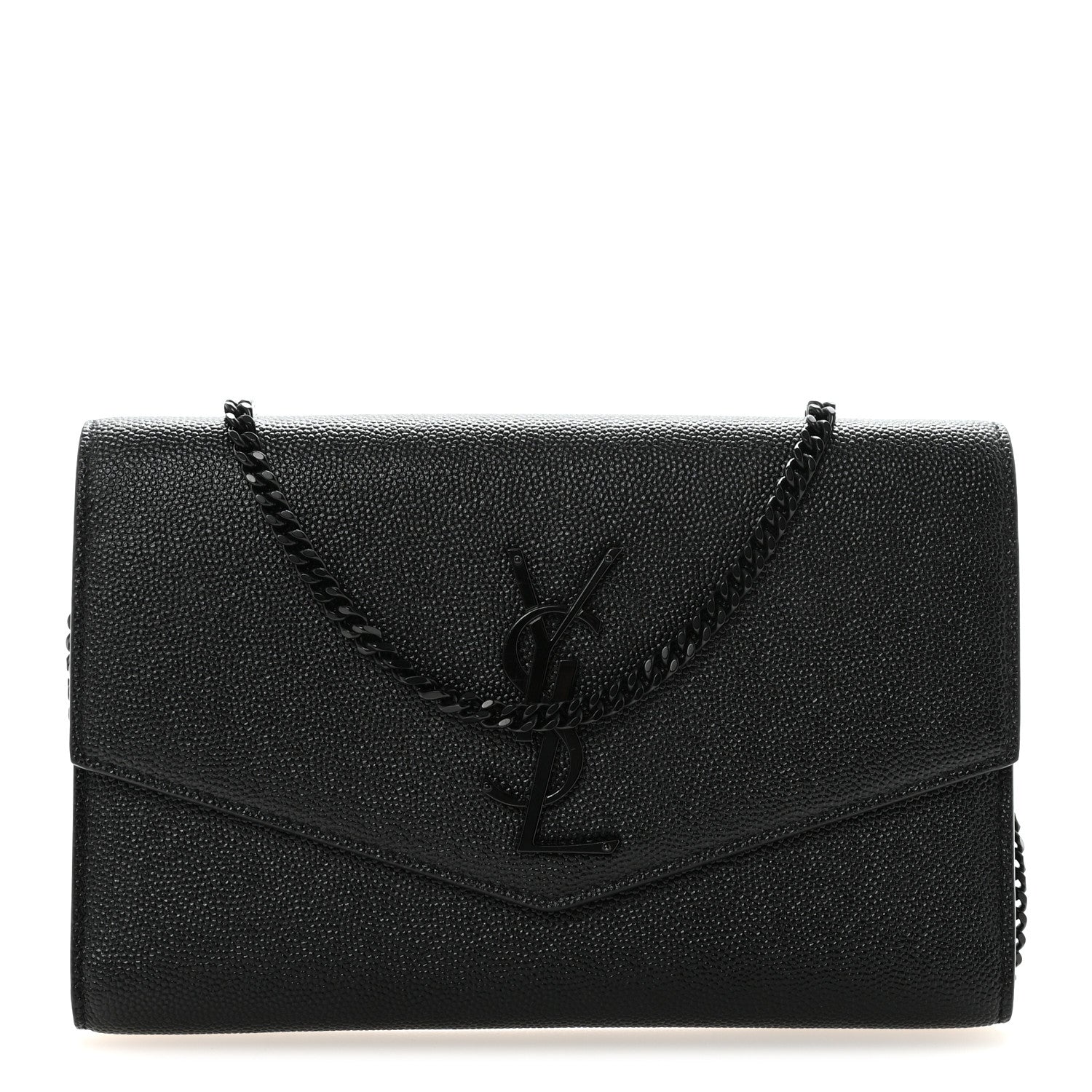 Saint Laurent Grain de Poudre Uptown Chain Wallet Black 1 of 12
