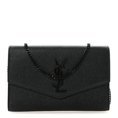 Saint Laurent Grain de Poudre Uptown Chain Wallet Black 1 of 12