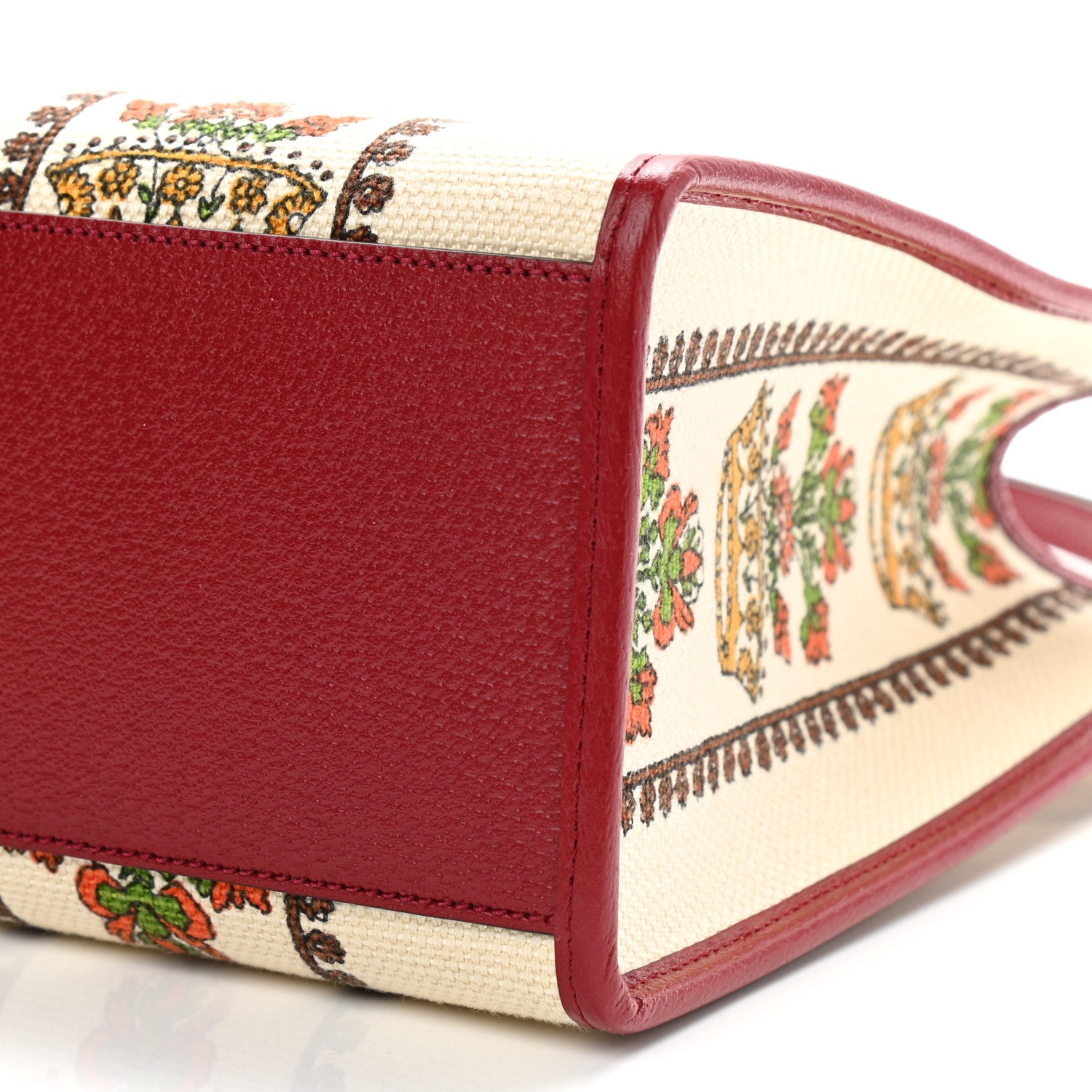 Gucci Canvas Jacquard Calfskin 100 Centennial Music Small Tote Bag Ivory Red 9 of 9