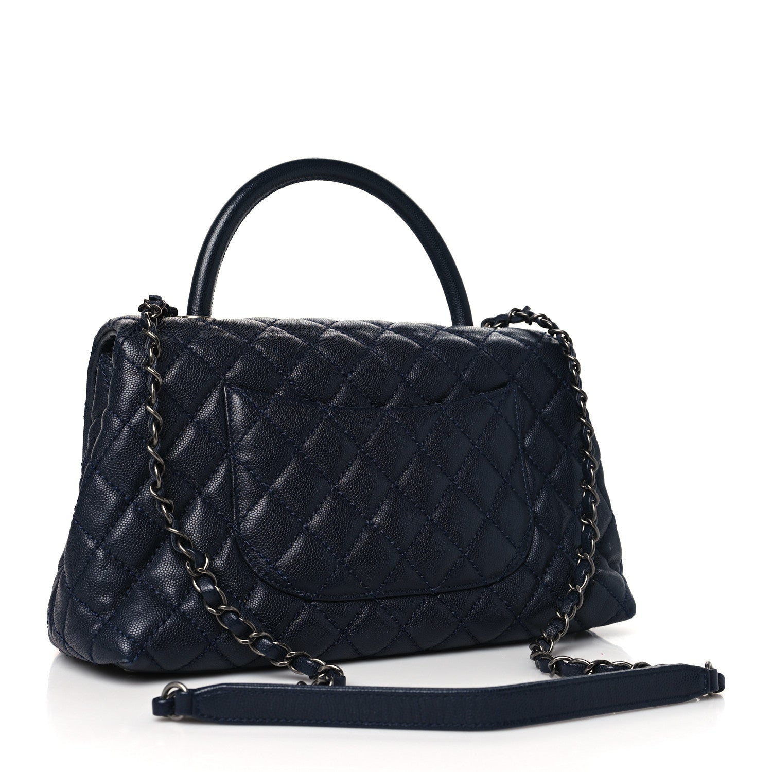Chanel Caviar Quilted Small Coco Handle Flap Navy 3 of 13