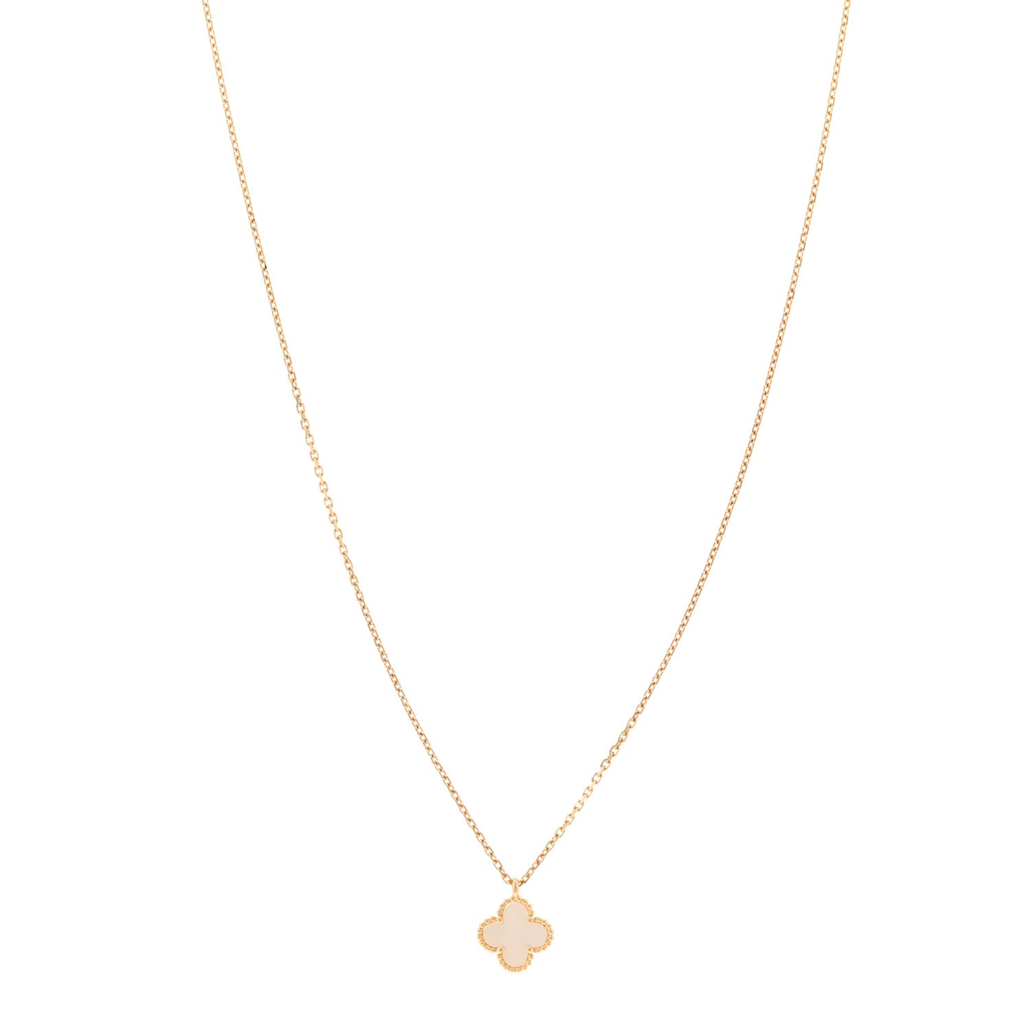 Van Cleef & Arpels 18K Yellow Gold Mother of Pearl Sweet Alhambra Pendant Necklace 1 of 4