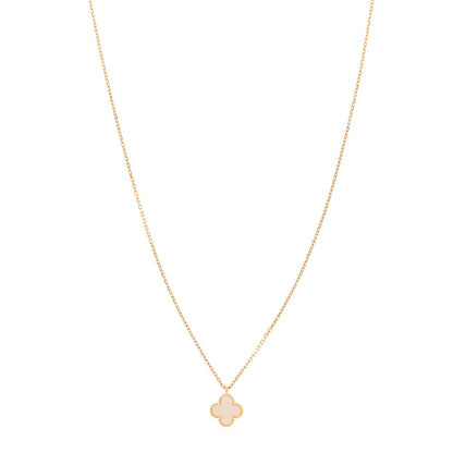 Van Cleef & Arpels 18K Yellow Gold Mother of Pearl Sweet Alhambra Pendant Necklace 1 of 4
