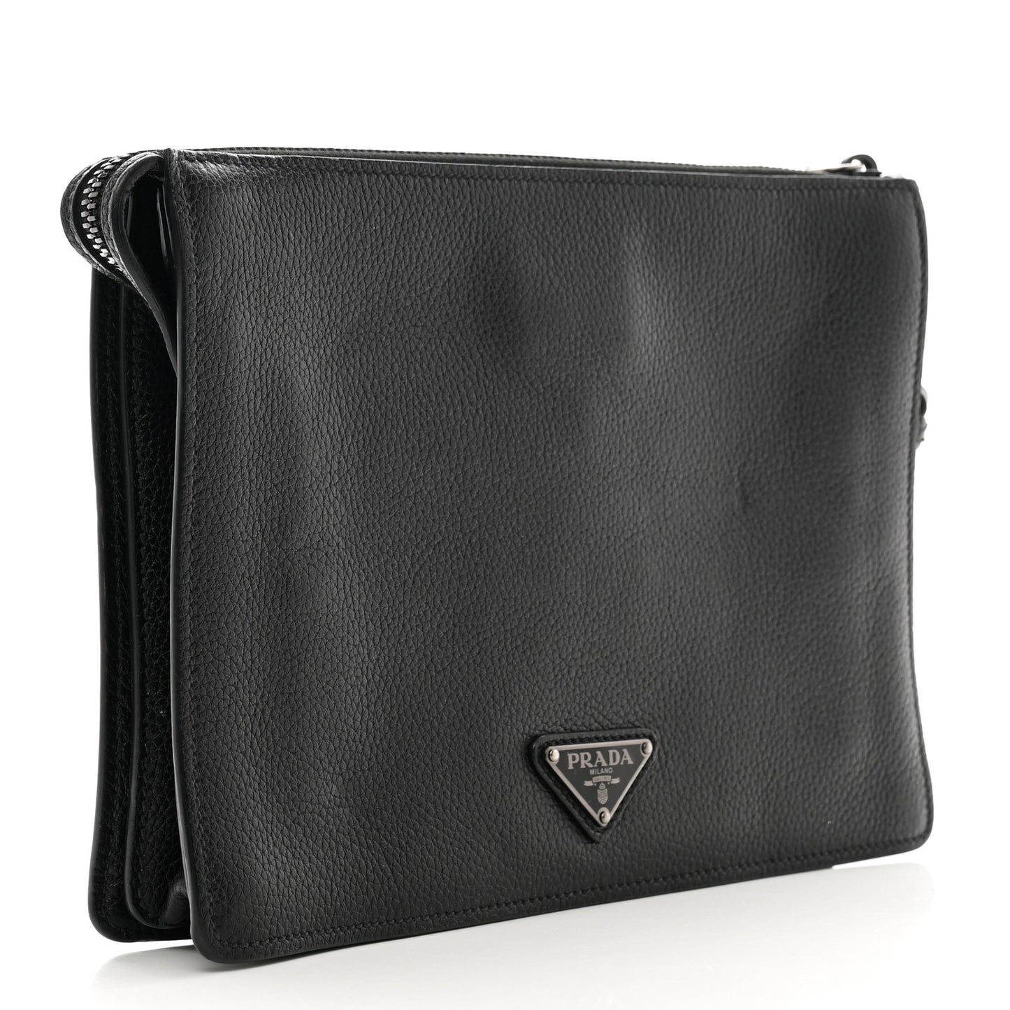 Vitello Daino Wristlet Pouch Black