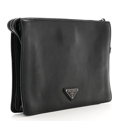 Prada Vitello Daino Wristlet Pouch Black 3 of 9