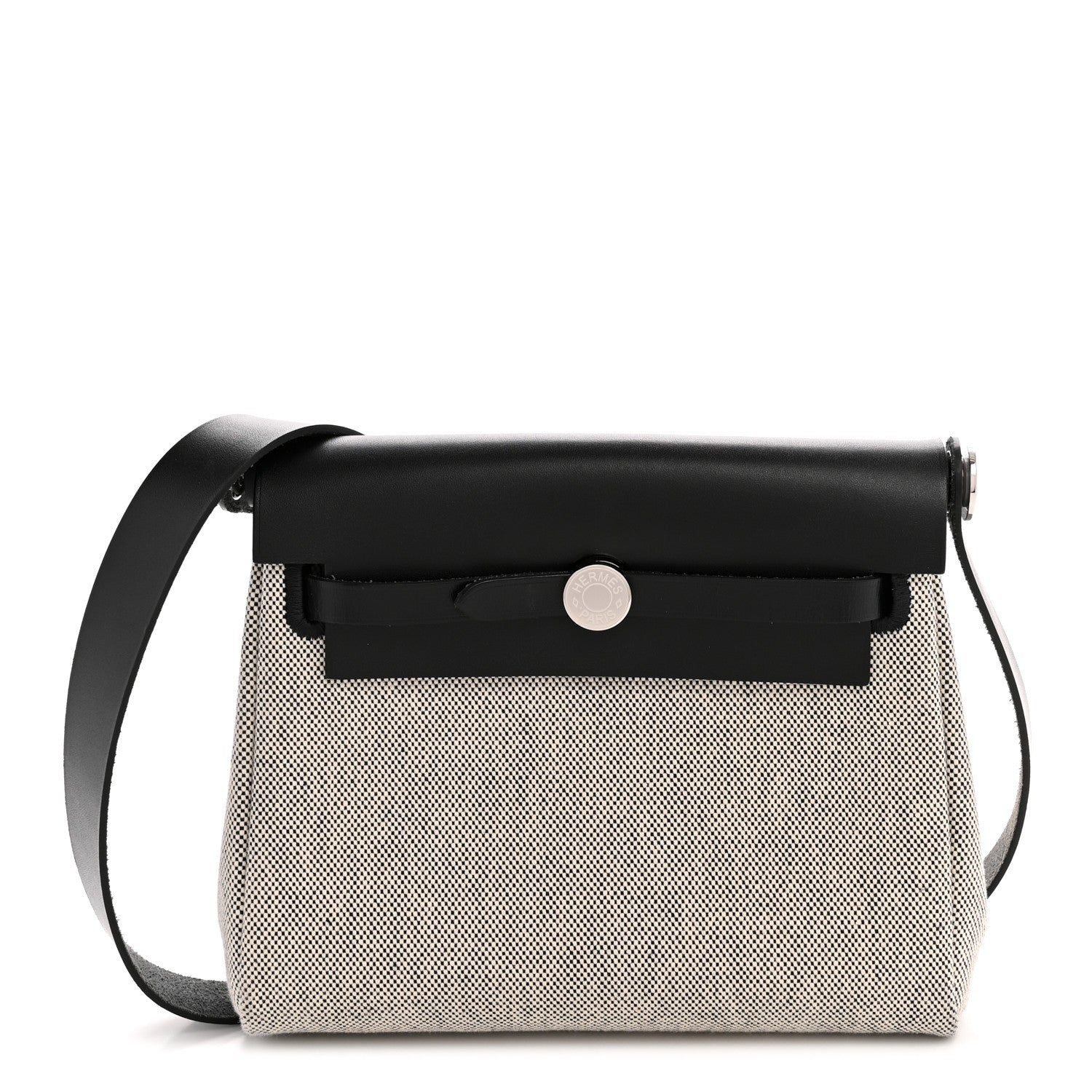 Hermes Military Toile Vache Hunter Herbag Zip Retourne 20 Ecru Black 1 of 11